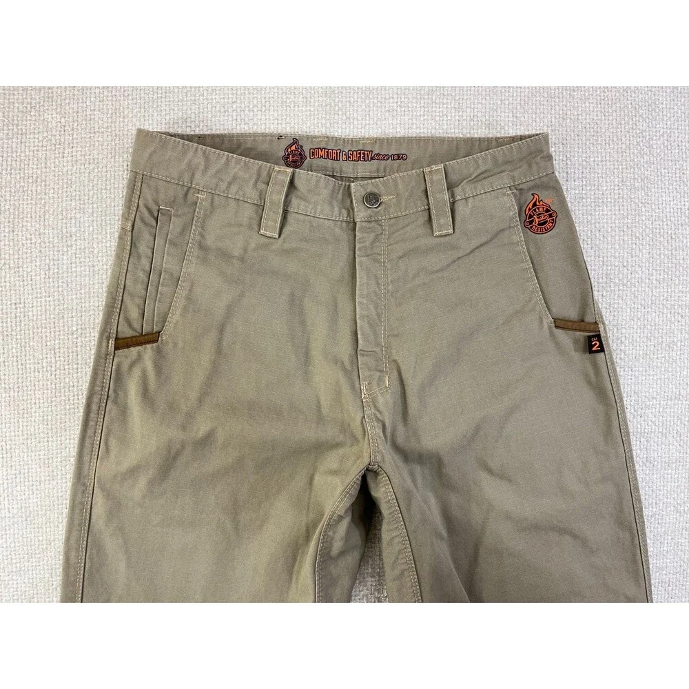 Justin FR Work Pants Men's 33x35 CAT 2 Beige Ripstop Straight Utility Workwear